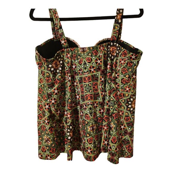 SWIMSUITS FOR ALL Flyaway Tankini Top Geometric Adjustable - Size 12 - Picture 7 of 10